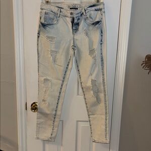 Zara Light Blue Distressed Boyfriend Jeans